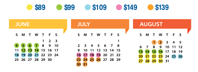 Summer Rates Calendar