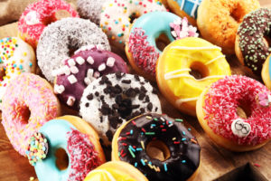 Photo of Colorful, Frosted Donuts at a Bakery in Myrtle Beach.